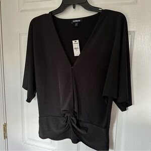 Express Black Tie Front 3/4 Sleeve Blouse